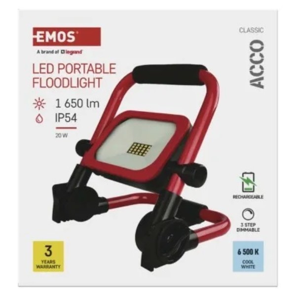 Фото - Светодиодный прожектор EMOS ZS2813 20W 1650Lm 6500K Li-Ion 5000 mAг IP54